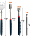 4 Piece Magnetic Telescoping Pick Up Tool Set With Extendable Rods 3 lb 8 lb and 20 lb magnets inspection mirror