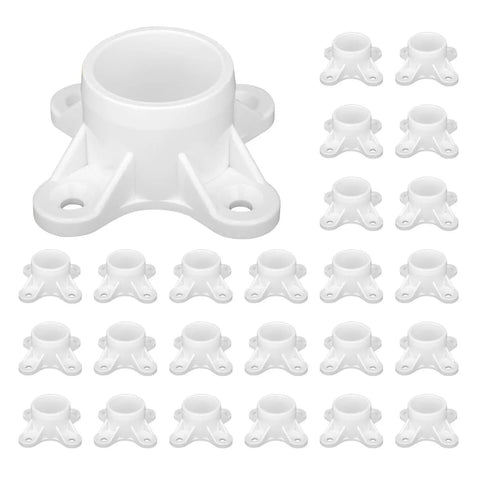 Image of Set Of 25 White PVC Flanges For Half Inch Pipes DIY Rod Holder And Shelving Fittings Table Mount Caps And Support Feet Built To Last With A Dope Glossy White Finish For A Clean Pro Look On Any Project.