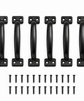 Heavy Duty Six Pack Gate Pull Door Handles Built Tough Five And Three Quarter Inch Black Metal Pulls For Wood Fence Shed Barn Door Cabinet And Screen Doors Includes Hardware Screws, six black metal pulls with screws