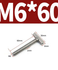 Hardcore 304 Stainless Steel T Slotted Screws And Weld On Studs M6 X 60MM Cylindrical threaded fastener with M6 size.