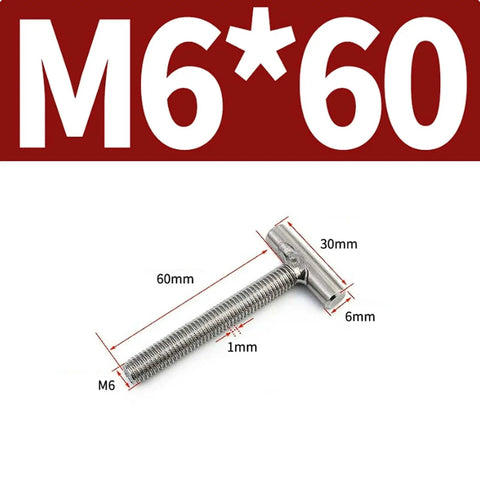 Hardcore 304 Stainless Steel T Slotted Screws And Weld On Studs M6 X 60MM Cylindrical threaded fastener with M6 size.