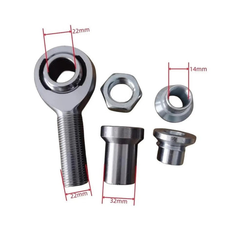 Heavy Duty Chromoly Steel M22 Thread Heim Joints with threaded rod end and accessories, precision engineered for slick linkage systems.