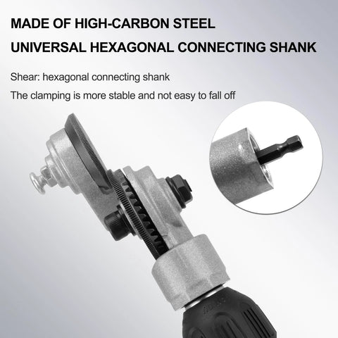 Jikbeed metal nibbler drill attachment with hex shank for cutting thin sheet metal under 21 gauge, gear-driven cutter
