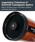 Close-up of NexStar 8SE Computerized Telescope With 8 Inch Schmidt Cassegrain Optics aperture, showcasing its lens