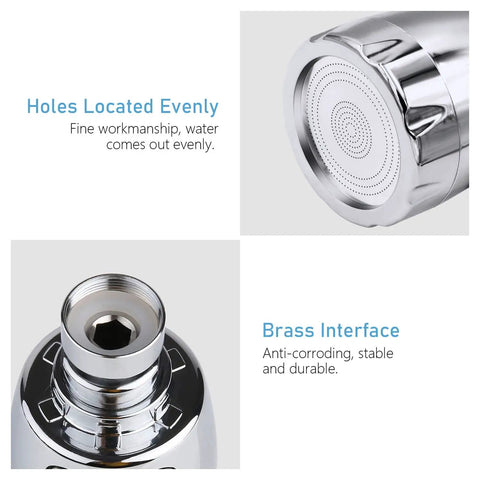Close-up of Faucet Extender Kitchen Sprayer Attachment 360 Degree Rotatable No Splash Water Saving Tap with universal adapter set.