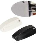 Premium ABS Camper Door Catch Square Design Holds Baggage Compartments Wide Open Securely Replaces Broken Hinges in black and white.