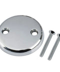 Tip Toe Bathtub Drain Trim Kit With Two Hole Overflow Faceplate Chrome Plated Finish Replacement Bath Drain Stopper Easy Tap To Open No Fuss Design Universal Fine And Coarse Thread faceplate and screws.