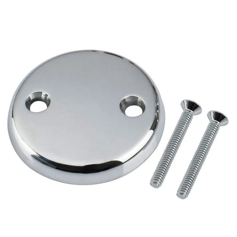 Tip Toe Bathtub Drain Trim Kit With Two Hole Overflow Faceplate Chrome Plated Finish Replacement Bath Drain Stopper Easy Tap To Open No Fuss Design Universal Fine And Coarse Thread faceplate and screws.