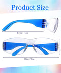 100 Pack Bulk Safety Glasses Featuring Bully Proof Polycarbonate Lenses And Heavy Duty Scratch Protection For Job Sites And Weekend Rigs Rainbow Mix Set size dimensions on a white background.