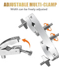 Heavy Duty Drum Clamp Mount With Extension Bar And Quick Release Multi Clamp For Secure Cymbal And Accessory Hooks Rust Resistant Zinc Alloy Build Dual Mount Brackets For Stable Gig Ready Setup adjustable multi-clamp with extension bar and quick-release screws, zinc alloy