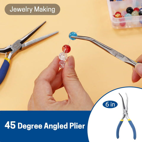 6 Inch Mini Needle Nose Pliers With Comfort Grip For Handmade Jewelry Crafting 2 Pack Long Nose Pliers Set For DIY Projects Durable Drop Forged Carbon Steel Hand Tools in use with beads