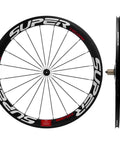 50mm Carbon Clincher Wheelset For Road Racing 700c With 23mm Width Toray T700 Matte 3K Finish UCI Approved White And Red Decals