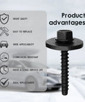 Solid Heavy Hex Head Screws For Fender Wheelhouse Console Replacement Compatible Gm Chevy Camaro Colorado Buick Cruze Set Of Ten Black Finished Fasteners close-up view.