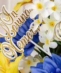 Pack Of 36 White Floral Sympathy Picks In Loving Memory With Gold Trim For Memorial Day Funeral Cemetery Florals