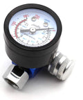 Pro Air Pressure Regulator With Gauge For Spray Paint And Pneumatic Tools showing pressure dial and adjustable knobs.