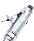 Close-up of Three Inch Pneumatic Cut Off Tool With Six Replaceable Blades 18000 RPM High Speed Cutter, chrome-plated aluminum body