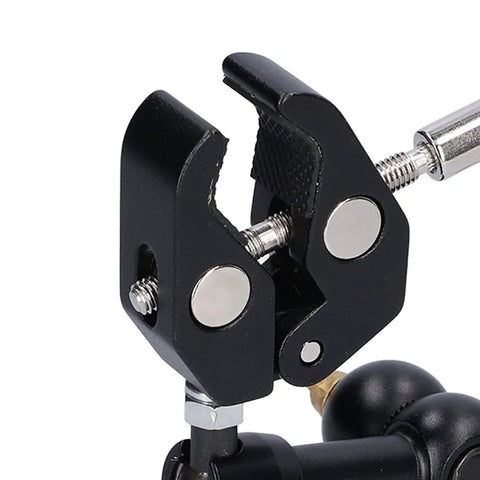 Pro Grade Soldering Clamp And Stand For Maintenance And Repair, Alloy Steel Welding Fixture With Rock Solid Holding And Adjustable Positioning, Compact Design For Precise Workbench Soldering; close-up black clamp jaws