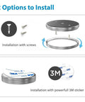 Under Cabinet LED Puck Lights With Dimmer, 12 Pack, installation options with screws or 3M sticker for easy mounting.