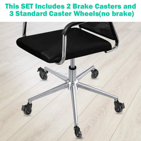 Heavy Duty 3 Inch Lockable Caster Wheels With 3/8 16 Unc Thread Stem Rock Solid Rolling Casters For Utility Carts 5 Pack Swivel Wheels Built Tough To Take A Beating For Any Job Site Or Warehouse on office chair base with 2 brake casters.