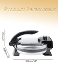 Electric Roti Maker 10 Inch, 1800W Stainless Steel Non Stick Chapati Press side view with adjustable temperature dial.