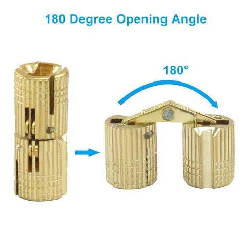 12 Pack 8 Mm Hidden Brass Barrel Hinges For Furniture And Jewelry Boxes With 180 Degree Opening Angle Durable Concealed Hinges
