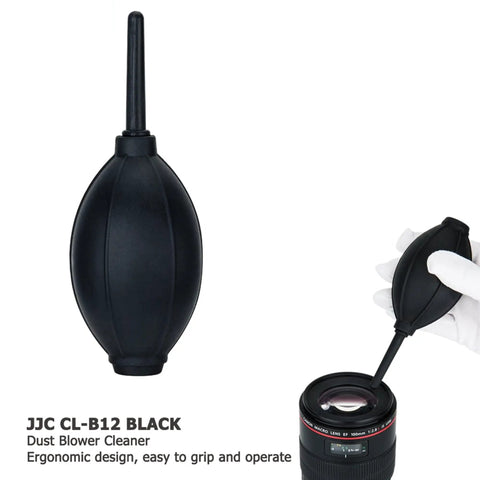 Soft and Elastic Nozzle Air Blower Cleaner For Cameras And Gadgets shown with lens cleaning action