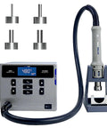 Pro Grade 1000W Hot Air Rework Station With Digital LCD Display, Precise Temperature And Airflow Control, with four nozzles shown