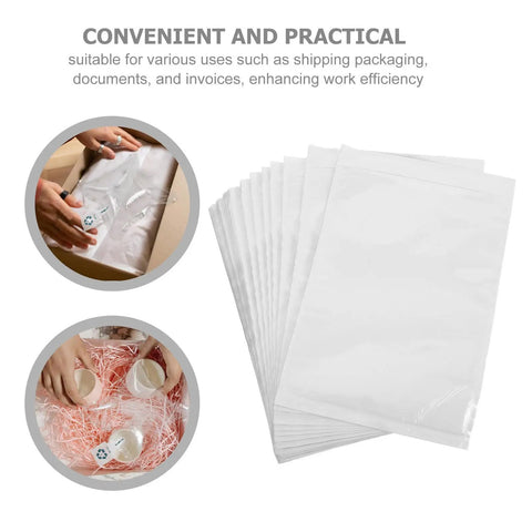 Adhesive Packing List Envelopes With Window Design For Shipping Docs And Invoices, 100 Pack Self Sealing Poly Bags shown in use