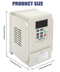 220V VFD Drive That Turns Single Phase Into Three Phase For Spindle Motor Speed Control, 1.5KW 2HP 8A PWM Inverter with dimensions
