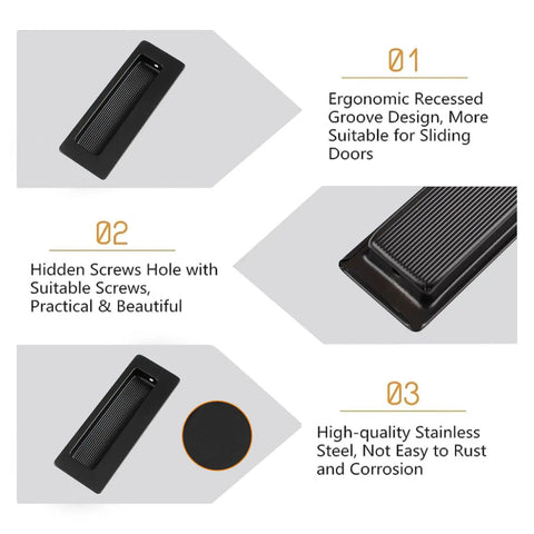 4 Pack Concealed Rectangular Recessed Pull Handles For Wardrobe And Drawers Matte Black Stainless Steel Hidden Flush Sliding Door