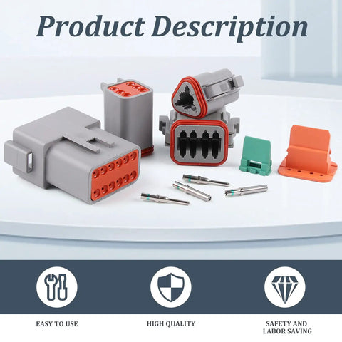 All In One Deutsch DT Connector Kit With 2 3 4 6 8 12 Pin Plugs Crimp Tool For 14 20 AWG Wires Pin Removal Tool Solid Contacts