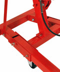 No Sweat Folding Air Hydraulic Engine Hoist Cherry Picker Shop Crane Heavy Duty Rig dual power hand pump base with solid steel casters