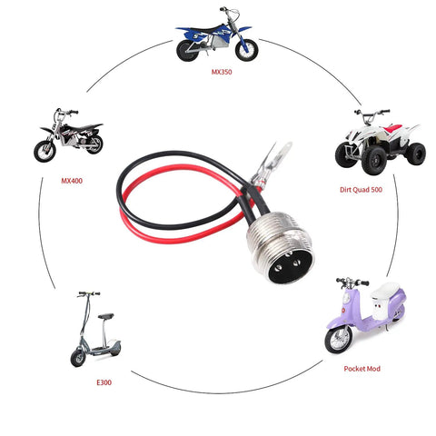 Three Pin Charger Port For Razor MX350 MX400 SX350 ZR350 Dirt Bike Quad And Pocket Mod Scooters Replacement Part 24V And 36V E325
