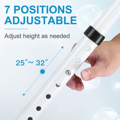 Universal Toilet Safety Rail Grab Bar With Non Slip Suction Cups And Paper Towel Rack showing adjustable height feature