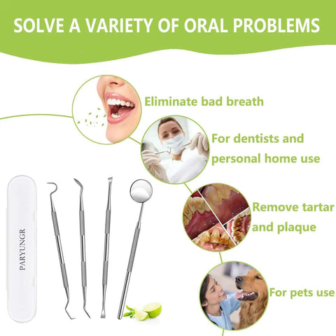 Pro At Home Dental Cleaning Kit With Stainless Steel Dental Pick And Tartar Remover For Teeth Scraping Between Gums, benefits shown