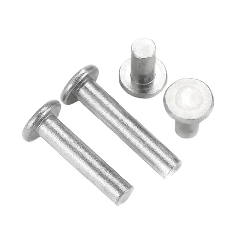 Straight Up Aluminum Solid Rivets Set With Flat Heads And Compatible Punch Tool For Marine Woodworking And Hella Tough Outdoor Builds Built Different And Super Long Lasting Rust Resistant