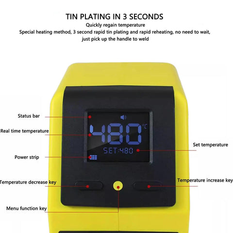 Close-up of LCD display on 120W Digital Soldering Station Kit With Rapid Three Second Heating Anti Static T210 Iron