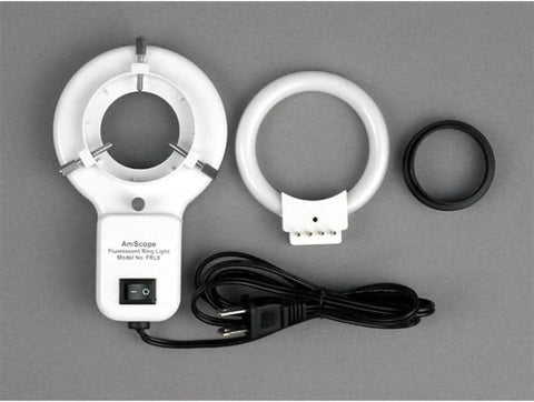 Binocular Microscope With Boom Stand And Fluorescent Ring Light SW-3B24-FRL, 10x And 40x Magnification, 2x/4x Objectives, WH10x Eyepieces, Great For Home Science Nerds And Classroom Projects, 110V-120V Power fluorescent ring light kit with power cord