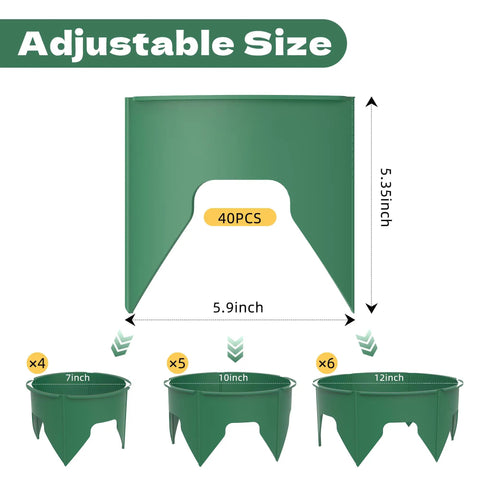 DIY Plant Grow Ring Kit With 40 Segments To Build 7 Inch, 10 Inch Or 12.5 Inch Edging For Veggies, Herbs And Flowers size guide
