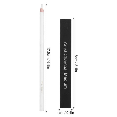 White Charcoal Pencils Sketching Set For Beginners And Pros, Professional Drawing Pencils With Wooden Handles next to black artist charcoal block