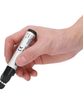 Person holding the No Sweat Quick Heat Thread Burning Pen, an electric seam sealer for fabric edges.
