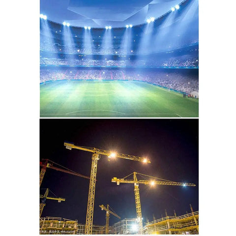 Heavy Duty Outdoor Floodlight Delivering Beast Mode Illumination For Backyard And Driveway IP65 Rated Waterproof Explosion Proof Rechargeable Work Light at nighttime construction site.