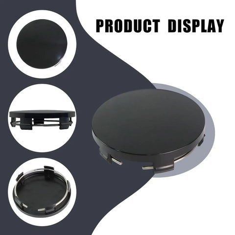No Hassle Drop In Wheel Center Caps Tough Abs Hub Covers, 60Mm Outer, 56Mm Inner Diameter in glossy black finish.