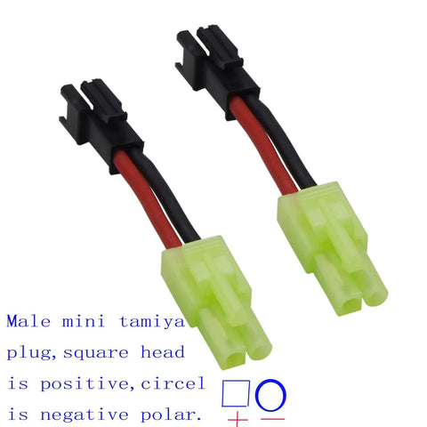 Two Pack 7.4V 1500mAh LiPo RC Boat Battery With SM2P Plug showing mini Tamiya converter cable ends
