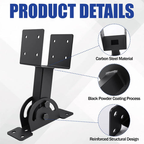 Product details of Beefy 3 Pack Roof Riser Brackets Kit With Adjustable Height For 4x4 Pergolas And Gazebos Black Powder Coated Steel.