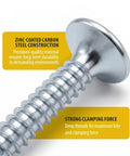Close-up of #6 X 1/2 Zinc Plated Flat Head Wood Screws Featuring Phillips Drive, showcasing deep threads and zinc coating.
