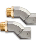 One Inch NPT Fuel Hose Swivel 2 Pack 360 Degree Rotating Connector For Fuel Transfer Pumps And Nozzles Beefy Zinc Alloy Leakproof Rust And Heat Resistant Multiplane Swivel For Smooth Fueling, two 1in brass-thread fittings