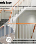 Heavy Duty White Stair Railing Posts And Spindles, 25 Pack Of 47 Inch Stainless Steel Balusters With Adjustable Brackets, Built Solid For Deck And Indoor Stairs, Gotta Love The Easy Setup, Top Tier Home Upgrade with sturdy base and expansion screws.