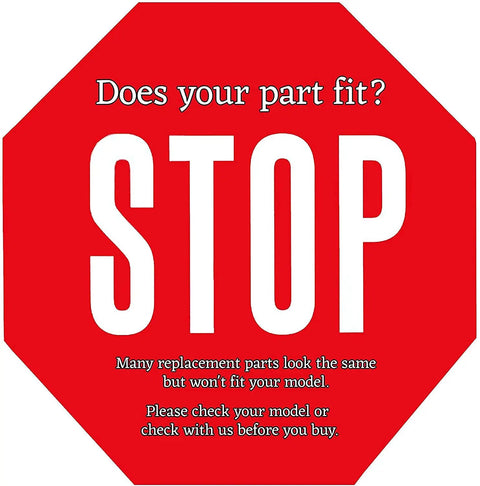 STOP sign warning to check Frigidaire model numbers for Premium Drawer Cover Replacement compatibility before purchase.