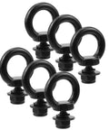 Heavy Duty M8 Stainless Steel Lifting Eye Bolts Set With Lock Nuts, Lock Washers And Flat Washers, 6 Sets, 304 Grade, 48mm Overall Length, 8mm By 15mm Thread, Black Finish For Rugged Hoisting And Rigging